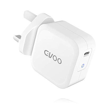 Gvoo USB C Wall Charger, 61W PD/QC 3.0 [GaN Tech] Fast Charging Power Delivery Charger Plug Universal Travel Adapter Compatible with MacBook Pro/Air, iPad Pro 2018, iPhone Xs Max/XR/X - White