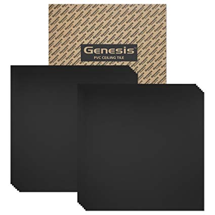 Genesis - Smooth Pro Black 2x2 Ceiling Tiles 4 mm Thick – These 2’x2’ Drop Ceiling Tiles are Water Proof and Won’t Break - Fast and Easy Installation (Carton of 12)