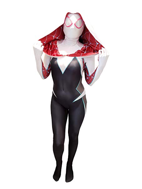 CosplayLife Gwen Stacy Cosplay Costume | Into the Spider-verse Ghost Gwen | Bodysuit Lycra Suit