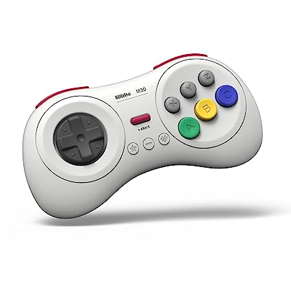 8Bitdo M30 Bluetooth Controller for Switch, Windows and Android, 6-Button Layout for SEGA’s Classic Games (White)