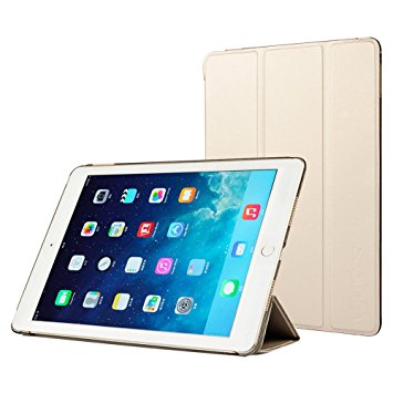 VOLADOR iPad Pro 9.7 Case, 9.7 Inch iPad Pro Leather Case,Trifold Smart Cover Ultra Flip Stand with Magnetic Auto Wake and Sleep Function for iPad Pro 9.7 Inch(Gold)