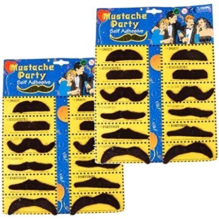 2 Self Adhesive Set 12 Fake Mustaches Costume Party Disguise for Masquerade Party & Performance