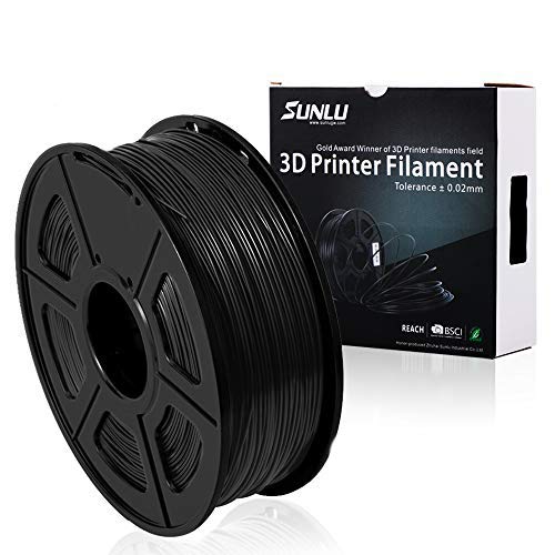 SUNLU ABS Plus 3D Printer Filament - 1KG(335m/1099ft) 1.75mm, Dimensional Accuracy  /- 0.02 mm, 1KG(2.2LBS) Spool 1.75 mm, Black