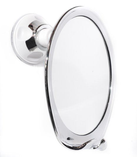 Fogless Shower Mirror with Razor Hook Fog Free Shaving Powerfull Locking Suction Cup Perfect for Shaving in the Shower Chrome