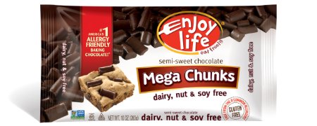 Enjoy Life Semi-Sweet Chocolate Chunks Mega Gluten Dairy Nut and Soy Free 10 Ounce