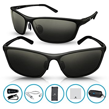 BLUPOND RALLY Night Vision Polarized Sunglasses, Metal Frame Glasses for Driving Fishing Shooting with Anti-Glare UV400 Lenses Includes 5 IN 1 Accessories Set