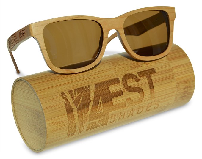 Wood Sunglasses made from Maple/Cherry-100% polarized lenses in a wayfarer that floats!