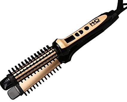 MHU 3 in 1 Ceramic Straightening hair Brush Heat Resistant Hair Straightener and Ceramic Curler Lock Temp LED Display Dual Voltage Auto Shut Off UK Plug