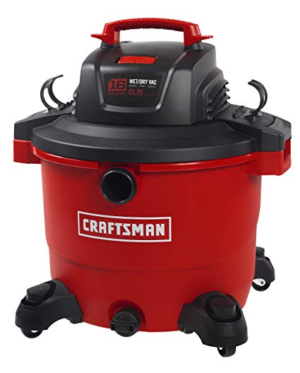 CRAFTSMAN 17595 16 Gallon 6.5 Peak HP Wet/Dry Vac, Heavy-Duty Shop Vacuum with Attachments