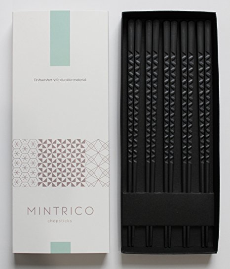 Mintrico Reusable Chopsticks Luxury Japanese Style 5 Pair Set Dishwasher Safe (Zigzag)