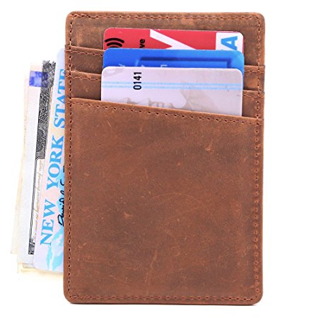 Lethnic RFID Front Pocket Wallet - Business card holder - Minimalist, Ultra Slim, Thinnest Wallet - Best gift for Men, Women and Teen - Safe Wallet For Travel - Genuine Leather (Dark Brown)