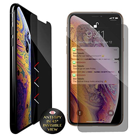 Blitzby Privacy Screen Protector for Apple iPhone Xs Max, 6.5 inches, Anti-Spy Tempered Glass Film, 2-Pack by Blitzby