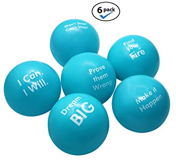Pure Origins | Motivational Stress Balls | Hand Exercise|Gift 6-Pack |Fidget Accessory for Stress Relief, Special Needs, Concentration, Anxiety, Motivation, ADHD, Autism and Team Building (Scuba Blue)