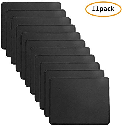 Computer Mouse Pad, 11 Pcs Black Extended Gaming Mouse Pad with Non-Slip Rubber Base, Textured with Stitched Edges