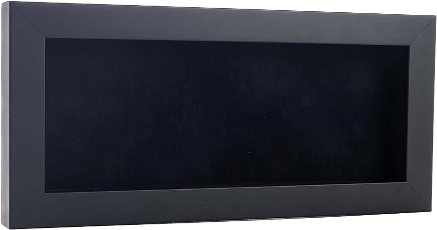 12x24 Shadow Box Frame Black Wood | with a 3/4" Usable Display Depth | Includes a Black Real Suede Texture Acid-Free Backing Board, UV Resistant Acrylic, and Hanging Hardware