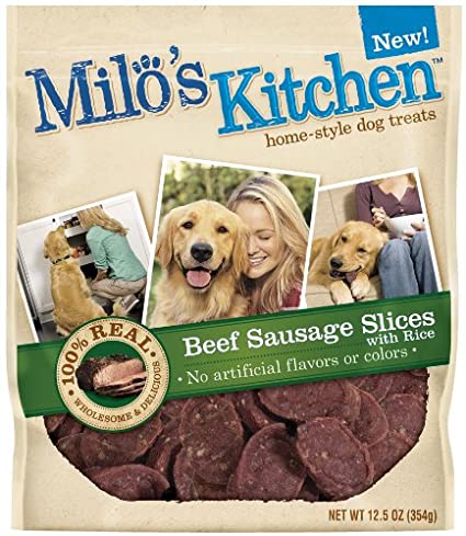 Milo'S Kitchen Dog Treats, Beef Sausage Slices With Rice, 12.5-Ounce Package