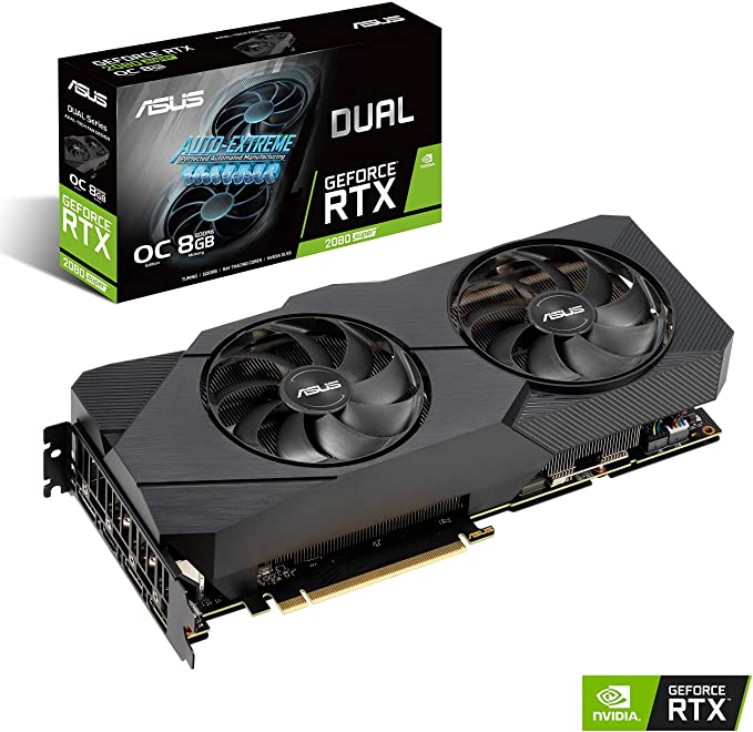 ASUS GeForce RTX 2080 Super Overclocked 8G GDDR6 Dual-Fan EVO V2 Edition VR Ready HDMI DisplayPort 1.4 Graphics Card (DUAL-RTX2080S-O8G-EVO-V2)