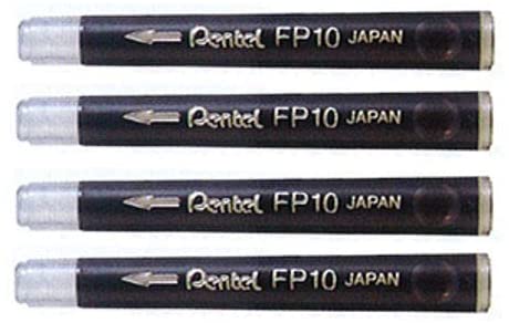 Pentel FP10 (FP10-A) Brush Pen Cartridge (Pigment Ink refills for PENTEL BRUSH PEN GFKP) - Black