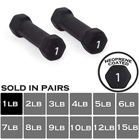 BLACK Neoprene Dumbbell (Sold in pairs) Non-Slip, Hex Shape, Free weights set for Muscle Toning, Strength Building, Weight Loss - Perfect for Home Use and Small Personal Training Studio