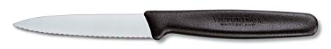 Victorinox 3.25 Inch Paring Knife with Serrated Edge, Spear Point, Black