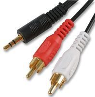 Aptii 3.5mm Jack to 2 x RCA Phono Audio Cable Gold 5m Lead