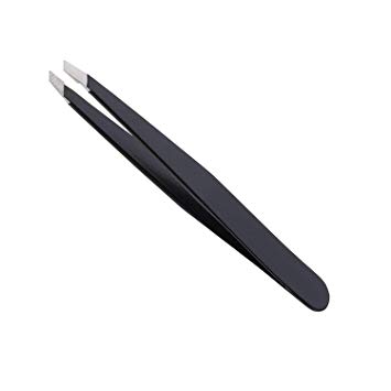 Precision Tweezers Slant Tip-Professional  Premium Stainless Steel  Black Coated Tweezers For Men  Women-The Best Tweezers For Eyebrows, Eyelashes Extensions and Home Use