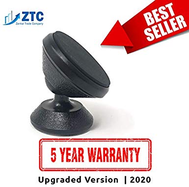 ZTC Magnetic Car Phone Mount - Universal Dashboard Cellphone Holder - 360° Rotation - Compatible with All Smartphones - iPhone, Android, GPS, Mini Tablet and More - 2 Metal Plates - Babs Plastic