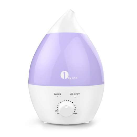 1byone 1.3 Liter Cool Mist Ultrasonic Humidifier and Aroma Diffuser, No Noise 7 Color LED Lights with Automatic Shut-off Function for Your Home and Office