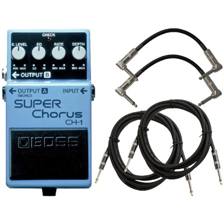 BOSS CH-1 Stereo Super Chorus Pedal Bundle w/4 Free Cables