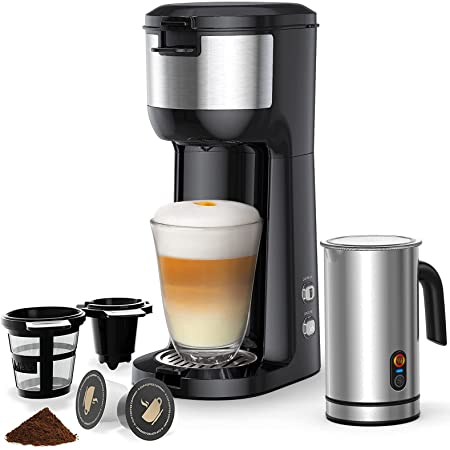 Famiworths Single Serve Coffee Maker with Milk Frother for K cup