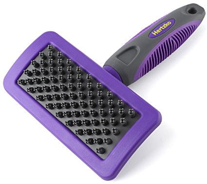 Pet Bath & Massage Brush by Hertzko - Great Grooming Tool for Shampooing and Massaging Dogs and Cats with Short or Long Hair - Soft Rubber Bristles Gently Removes Loose & Shed Fur from your Pet’s Coat