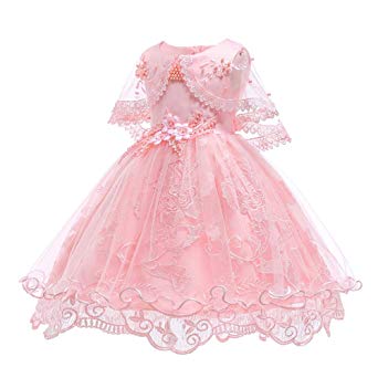 SOVIKER Girls Princess Gowns Party Formal Dance Evening Dress Embroidery Tulle Lace Flower Princess