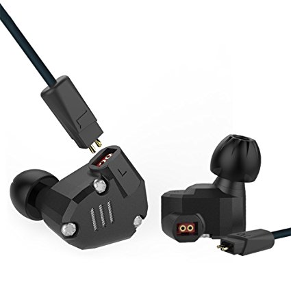 KZ ZS6 Quad Driver High Fidelity Extra Bass Hifi In Ear Earphone Detachable Cable (Black Without Mic)