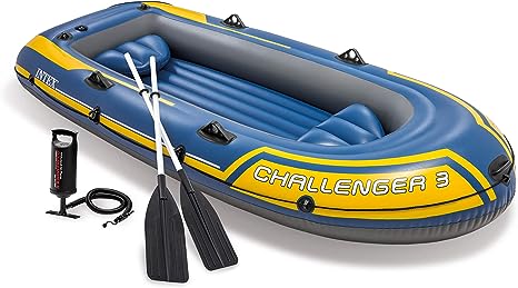 Intex Challenger 3 Set Schlauchboot - 295 x 137 x 43 cm - 3-teilig - Blau / Gelb