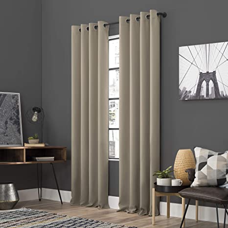 Sun Zero Soho 2-Pack Energy Efficient Blackout Grommet Curtain Panel Pair, 54" x 84", Stone