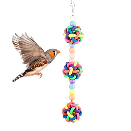 Bvanki Parrot Toy, Colorful Bird Cage Craft Toys, Pet Chew Toy, Colorful Bird Toys with Bells for Small Animals Hamster Rabbit Chinchilla Parrot Bird