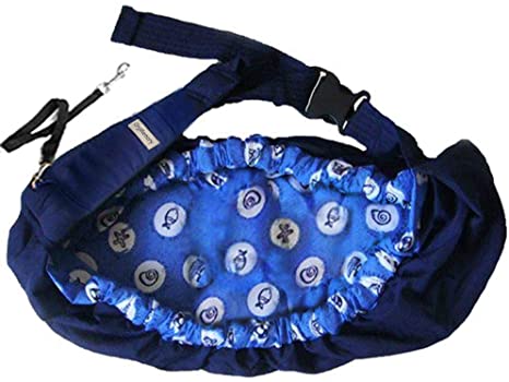 OrgMemory Pet Sling Carrier, Adjustable Sling Bag, Small Dog Cat Outdoor Shoulder Carrier Bag (Blue Sea)
