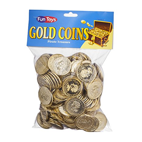 Plastic Gold Coin Treasure of 288 Coins