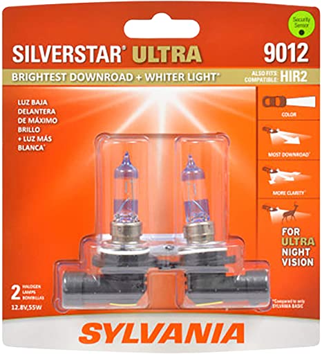 SYLVANIA 9012 SilverStar Ultra Halogen Headlight Bulb, (Contains 2 Bulbs)