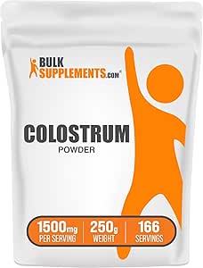 BulkSupplements.com Colostrum Powder - Colostrum Supplement, Bovine Colostrum Powder - for Gut & Immune Support, Gluten Free - 1500mg per Serving, 250g (8.8 oz) (Pack of 1)