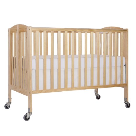 Dream On Me Full Size 2 in 1 Folding Stationary Side Crib, Natural