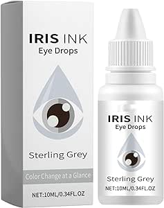 Color Changing Eye Drops, Color Changing Eye Drops, Eye Color Changing Drops,Nurbini Irisink Eye Drops, Fancy Drops Change Your Eye Color, Suitable for Light Color of Eye (Sterling Gray)