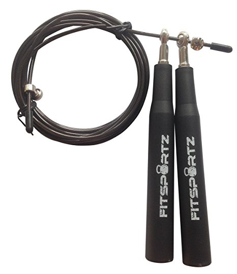 Premium Quality Speed Jump Rope by FitSportz - Made with Metal Bearings for Effortless Speed - Durable - No Kinks - Perfect for Crossfit Training Cardio MMA
