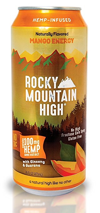 Rocky Mountain High 16 Fluid Ounce Hemp Mango Energy Drink, 24 Pack