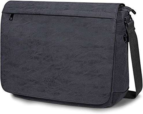 S-ZONE Canvas 15.6 Inch Laptop Messenger Shoulder Bag Mens Waterproof Satchel