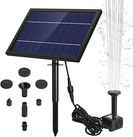 Ankway Fuente solar con bomba de agua Fuente para baño de pájaros, kit de panel solar de 8 W Fuente exterior para estanque pequeño al aire libre, jardín, patio y pecera