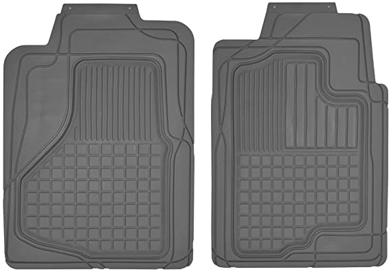 Motor Trend MT-150-GR 2 Front All Weather Custom Heavy Duty Rubber Floor Mats for Auto Car Truck SUV, Gray