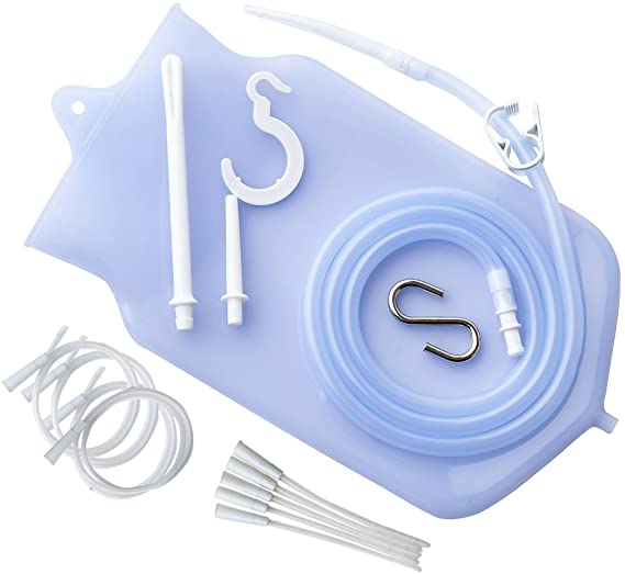 Premium Silicone Enema Bag Set (2 Quart) - Varied Tips for Customized Enema Experience (with 10 Tips)