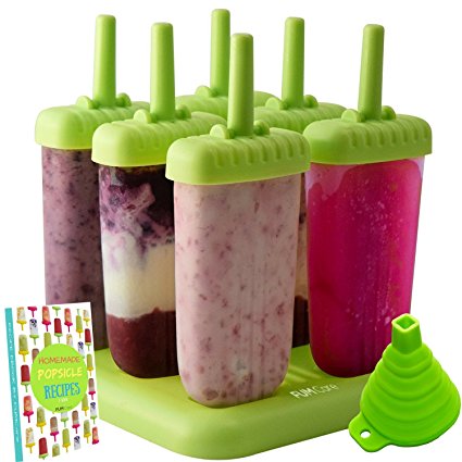 Popsicle Molds Ice Pop Maker - Bpa-free Popsicles with Tray and Dripguard Function - FREE Recipe e-book   FREE SILICONE FUNNEL
