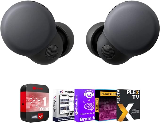 Sony WFLS900N/B LinkBuds S Truly Wireless Noise Canceling Earbuds - Black Bundle with Tech Smart USA Audio Entertainment Essentials Bundle   1 Year Protection Pack